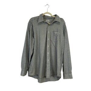 L.L. Bean Men's Shirt Flannel Button Up Long Sleeve Plaid Tan Blue Size L